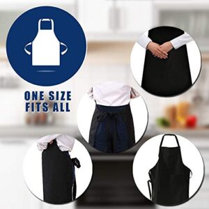 White Classic Wealuxe Black Apron without Pockets 12 Pack, Professional Bib Apron Bulk, Cooking Aprons for Women and Men, Adult Chef Apron for Kitchen and Restaurant