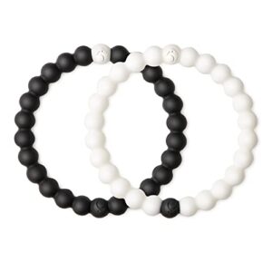lokai silicone beaded bracelets for women & men - couples bracelets, black & white matching bracelets - medium, 6.5 inch circumference - jewelry fashion bracelet slides-on for comfortable fit