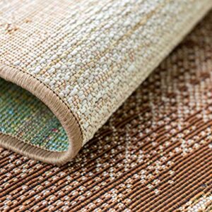 Unique Loom Outdoor Modern Collection Area Rug - Shore (10' x 12' 2" Rectangle, Brown/ Beige)