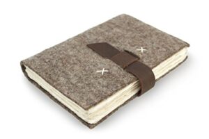 kathmandu valley co. nepali traveler vintage journal with handmade wool felt and lokta paper, 5x8 inch notebook, made in the himalayas of nepal, nature's wool