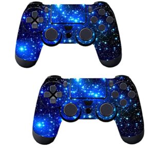 SubClap 2 Packs PS4 Controller Skin, Vinyl Decal Sticker Cover for Playstation 4 DualShock 4 Wireless Controller (Shinny Blue)