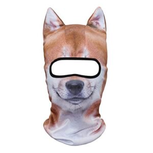 wtactful 3d animal ears balaclava windproof face mask protection for skiing snowboard cycling motorcycle music festivals raves halloween party summer winter cold weather outdoor shiba dog meb-03