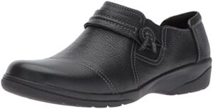 clarks women's cheyn madi loafer, black tumbled leather, 10 w us