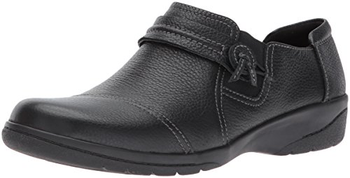 Clarks Women's Cheyn Madi Loafer, Black Tumbled Leather, 10 W US