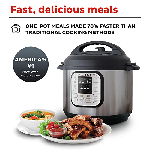 Instant Pot IP-DUO60 7-in-1 Multi-Functional Pressure Cooker, 6Qt/1000W with Instant Pot Tempered Glass Lid