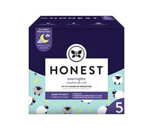 the honest company clean conscious overnight diapers | plant-based, sustainable | sleepy sheep | club box, size 5 (27+ lbs), 44 count