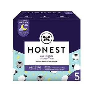 The Honest Company Clean Conscious Overnight Diapers | Plant-Based, Sustainable | Sleepy Sheep | Club Box, Size 5 (27+ lbs), 44 Count