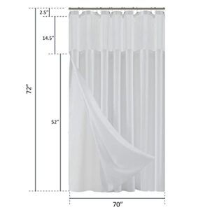 Waffle Weave Shower Curtain With Liner Sets - Modern Shower Curtain for Bathroom With Mesh Top Window - Premium Quality Fabric Snap Shower Curtain