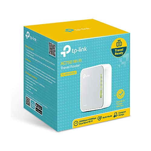 TP-Link AC750 Wireless Portable Nano Travel Router(TL-WR902AC) - Support Multiple Modes,Hotspot/Bridge/Range Extender/Access Point/Client Modes, Dual Band WiFi, 1 USB 2.0 Port