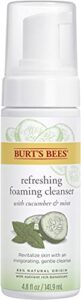 burt's bees refreshing foaming cleanser and natural face wash with cucumber and mint, 4.8 fl oz