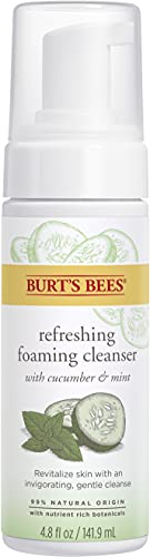 Burt's Bees Refreshing Foaming Cleanser and Natural Face Wash with Cucumber and Mint, 4.8 Fl Oz