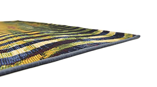 Unique Loom Outdoor Modern Collection Area Rug - Wavy (5' 3" x 8' Rectangle, Multi/ Beige)