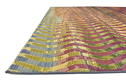 Unique Loom Outdoor Modern Collection Area Rug - Wavy (5' 3" x 8' Rectangle, Multi/ Beige)