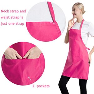 TSD STORY Total 12 PCS Plain Color Bib Apron Adult with 2 Front Pocket (Mixed Colour)