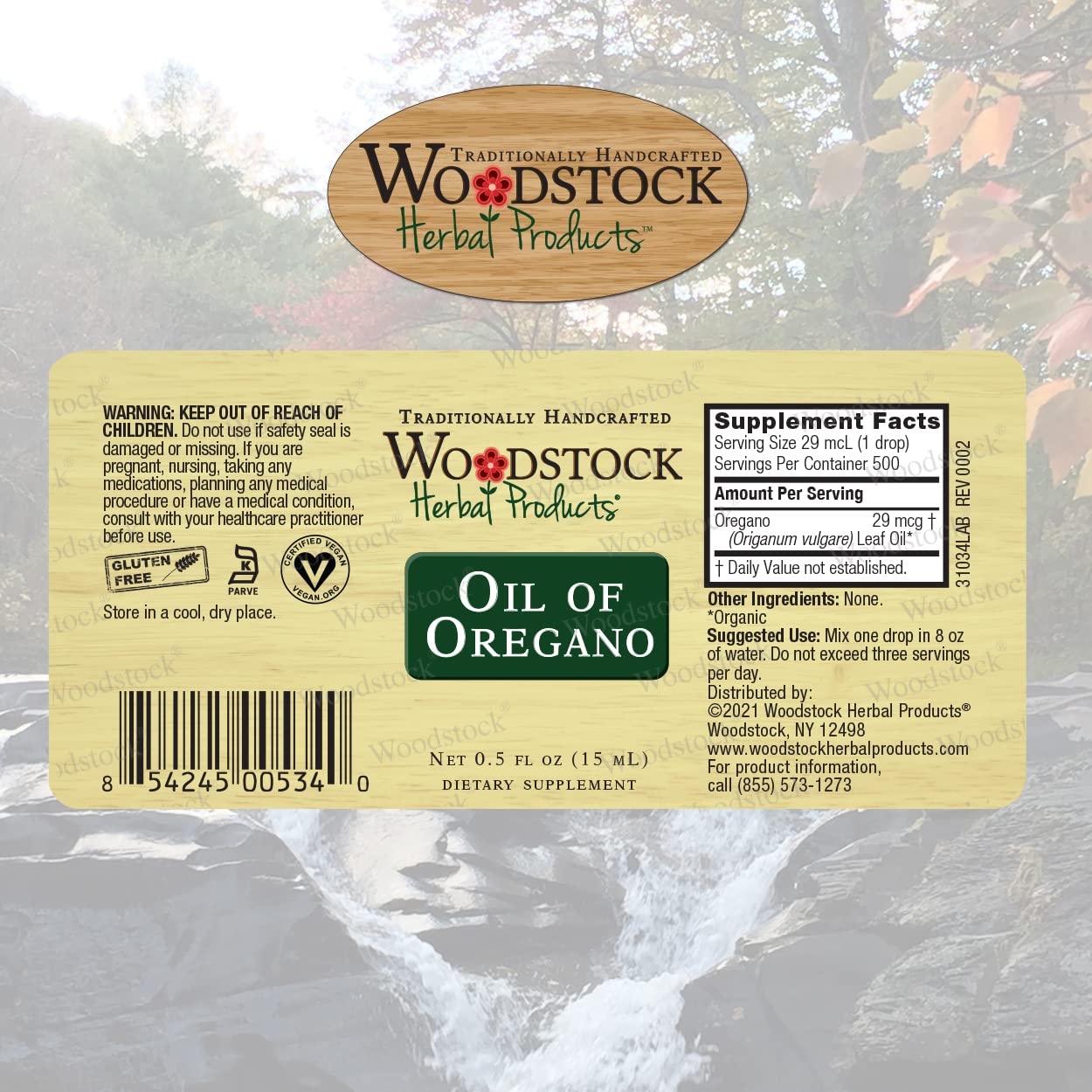 Woodstock Herbal Products Oil of Oregano, 0.5 OZ