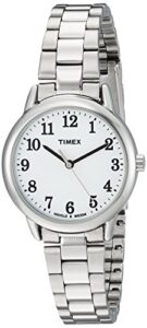 timex women's tw2r23700 easy reader 30mm silver-tone/white stainless steel bracelet watch