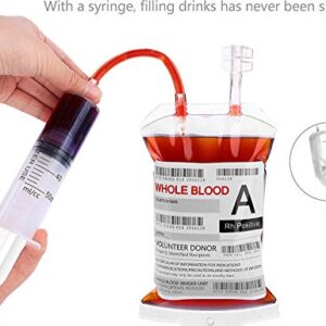 WYNK Blood Bags for Drinks, 10 IV Bags for Halloween Party Decoration, Reusable Drink Pouch for Live Blood of Theme Parties, Masquerade,Vampire,Zombie,Nurse Graduation Party Props