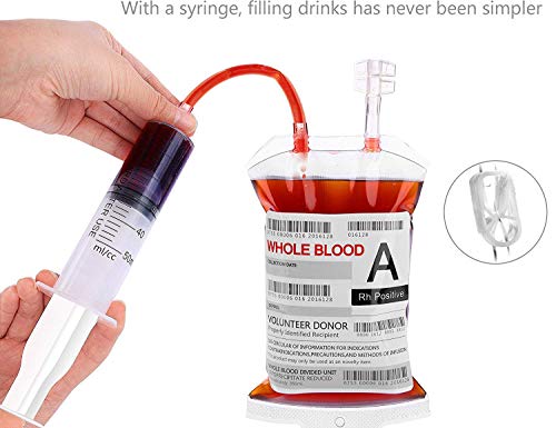 WYNK Blood Bags for Drinks, 10 IV Bags for Halloween Party Decoration, Reusable Drink Pouch for Live Blood of Theme Parties, Masquerade,Vampire,Zombie,Nurse Graduation Party Props