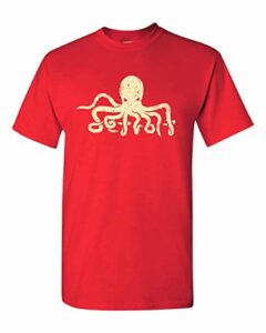 createmytee | detroit octopus | hockey fan mens/womens short sleeve t-shirt (medium) red