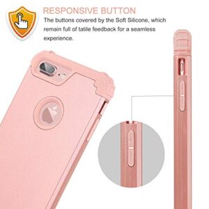 iPhone 8 Plus Case,iPhone 7 Plus Case,BENTOBEN 3 in 1 Hybrid Hard PC Soft Rubber Heavy Duty Rugged Bumper Shockproof Anti Slip Full-Body Protective Phone Case for Apple iPhone 8 Plus/7 Plus,Rose Gold