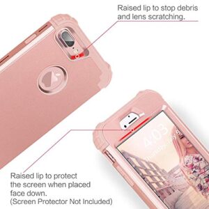 iPhone 8 Plus Case,iPhone 7 Plus Case,BENTOBEN 3 in 1 Hybrid Hard PC Soft Rubber Heavy Duty Rugged Bumper Shockproof Anti Slip Full-Body Protective Phone Case for Apple iPhone 8 Plus/7 Plus,Rose Gold