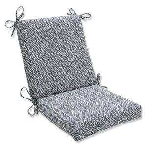 pillow perfect 610047 outdoor/indoor herringbone slate square corner chair cushion, 36.5" x 18", 1 count (pack of 1),grey
