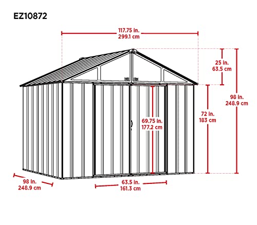 Arrow 10' x 8' EZEE Shed Charcoal with Cream Trim Extra High Gable Steel Storage Shed