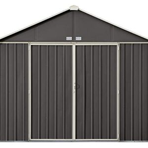 Arrow 10' x 8' EZEE Shed Charcoal with Cream Trim Extra High Gable Steel Storage Shed