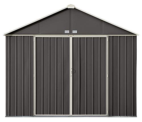 Arrow 10' x 8' EZEE Shed Charcoal with Cream Trim Extra High Gable Steel Storage Shed