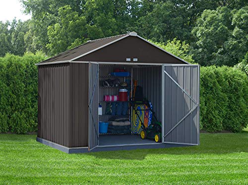 Arrow 10' x 8' EZEE Shed Charcoal with Cream Trim Extra High Gable Steel Storage Shed