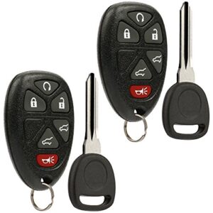 car key fob keyless entry remote with ignition key fits chevy, cadillac, gmc (ouc60270, ouc60221), set of 2