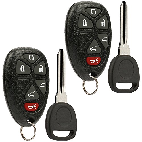 Car Key Fob Keyless Entry Remote with Ignition Key fits Chevy, Cadillac, GMC (OUC60270, OUC60221), Set of 2