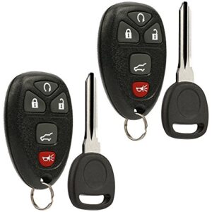 Key Fob Keyless Entry Remote with Ignition Key fits Chevy Suburban Tahoe Traverse/GMC Acadia Yukon/Cadillac Escalade SRX/Buick Enclave/Saturn Outlook, Set of 2