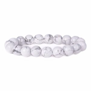 justinstones natural white howlite gemstone 10mm round beads stretch bracelet 7 inch unisex