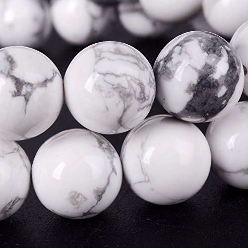 Justinstones Natural White Howlite Gemstone 10mm Round Beads Stretch Bracelet 7 Inch Unisex