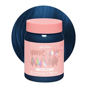 lime crime unicorn hair dye full coverage, blue smoke (steel blue) - vegan and cruelty free semi-permanent hair color conditions & moisturizes - temporary blue hair dye with sugary citrus vanilla scent