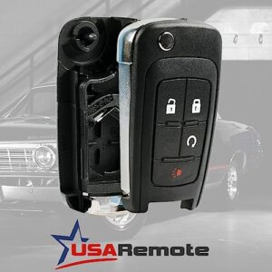 Key Fob Keyless Entry Remote Flip Shell Case & Pad fits Chevy 2010-2017 Equinox / 2012-2017 Sonic / 2015-2017 Trax / GMC 2010-2017 Terrain