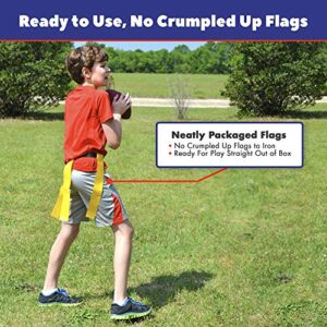 Flag Football Set Kids – Premium 14 Player, 62 Piece Kids Belts and Flags Kit Includes 3 Flags Per Belt Plus a Bonus 6 Replacement Flags