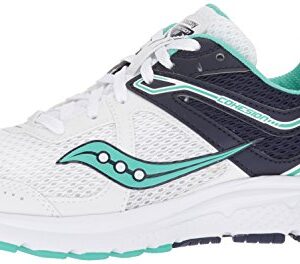 Saucony Women's Cohesion 11 Running Shoe, White/Teal, 8 Medium US