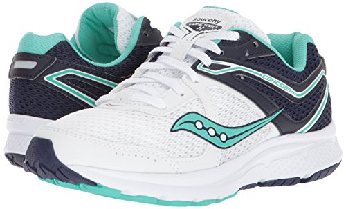 Saucony Women's Cohesion 11 Running Shoe, White/Teal, 8 Medium US