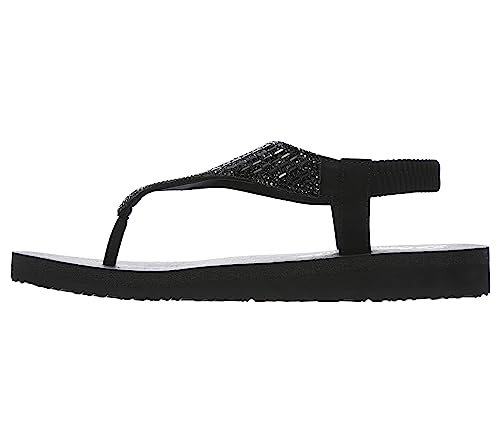 Skechers Cali Women's Meditation-Rock Crown Flat Sandal,black/black,6 M US
