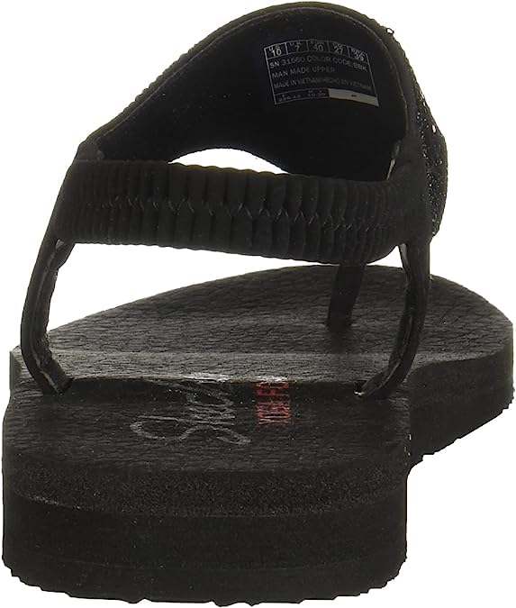Skechers Cali Women's Meditation-Rock Crown Flat Sandal,black/black,6 M US