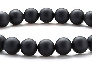 Hamoery Men Women 8mm Natural Stone Beads Bracelet Elastic Yoga Agate Bracelet Bangle(Matte Agate)