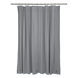 bath bliss heavy shower curtain liner, 12 rust resistant metal grommets, 3 weighted magnet hem, silver