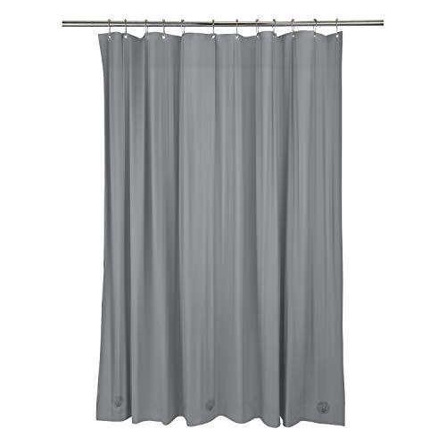 Bath Bliss Heavy Shower Curtain Liner, 12 Rust Resistant Metal Grommets, 3 Weighted Magnet Hem, Silver