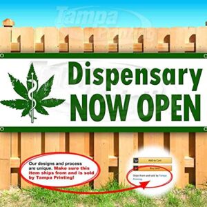 Dispensary Now Open Banner 13 oz | Non-Fabric | Heavy-Duty Vinyl Single-Sided with Metal Grommets