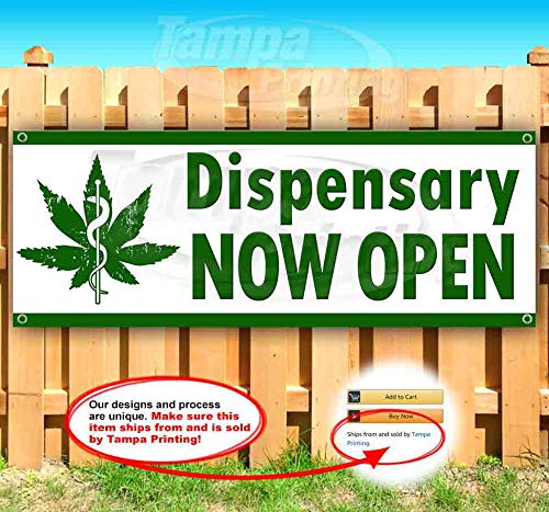 Dispensary Now Open Banner 13 oz | Non-Fabric | Heavy-Duty Vinyl Single-Sided with Metal Grommets