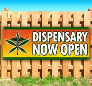 dispensary now open banner 13 oz | non-fabric | heavy-duty vinyl single-sided with metal grommets