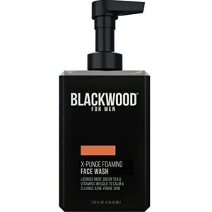 blackwood for men x-punge foaming face wash - organic & natural acne facial cleanser for oily to normal skin - deep cleanse for exfoliation - paraben free, sulfate free, & cruelty free (7.32 oz)