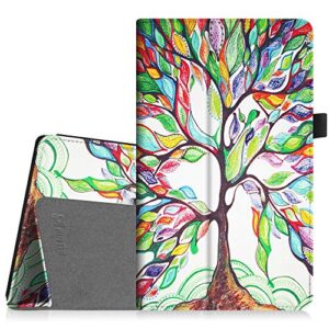fintie folio case for amazon fire hd 8 tablet (7th/8th generation, 2017/2018 release) - slim fit premium vegan leather standing protective cover, love tree